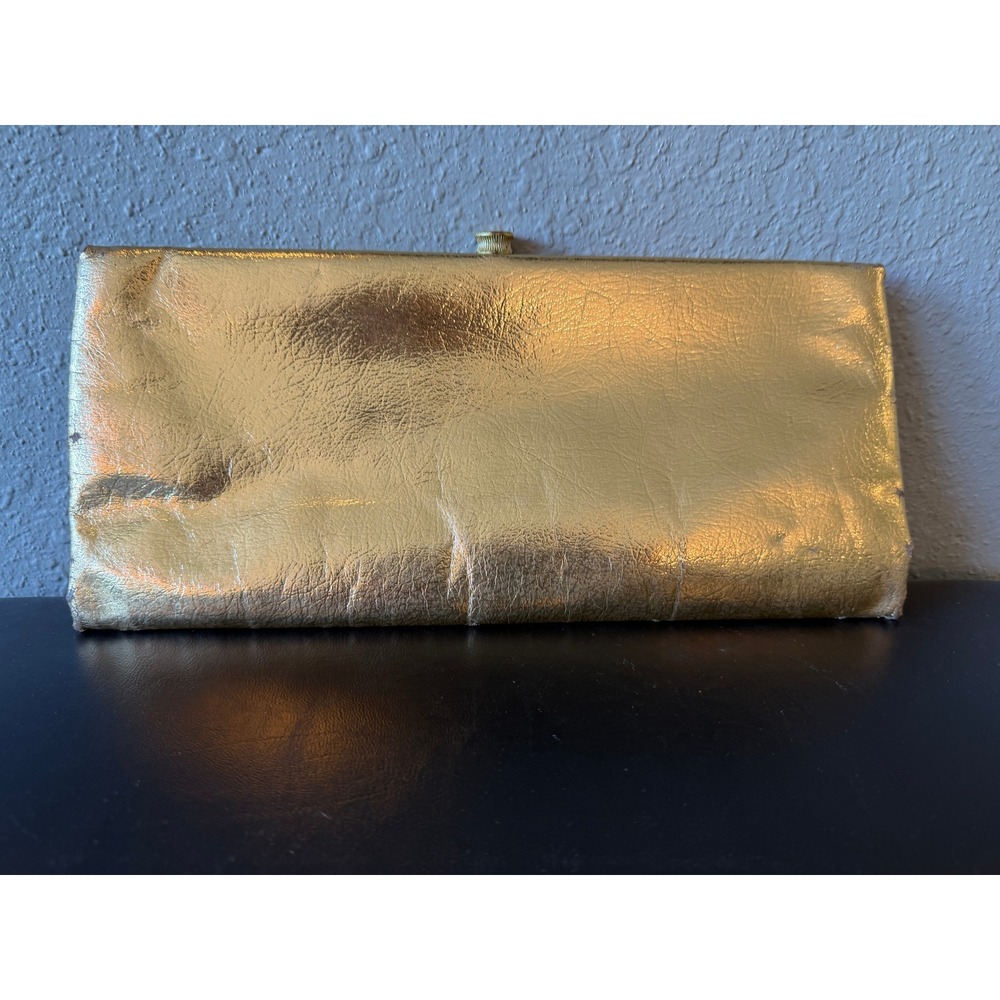 Vintage Gold Metallic Clutch Evening Bag Party Prom Special Occasion
